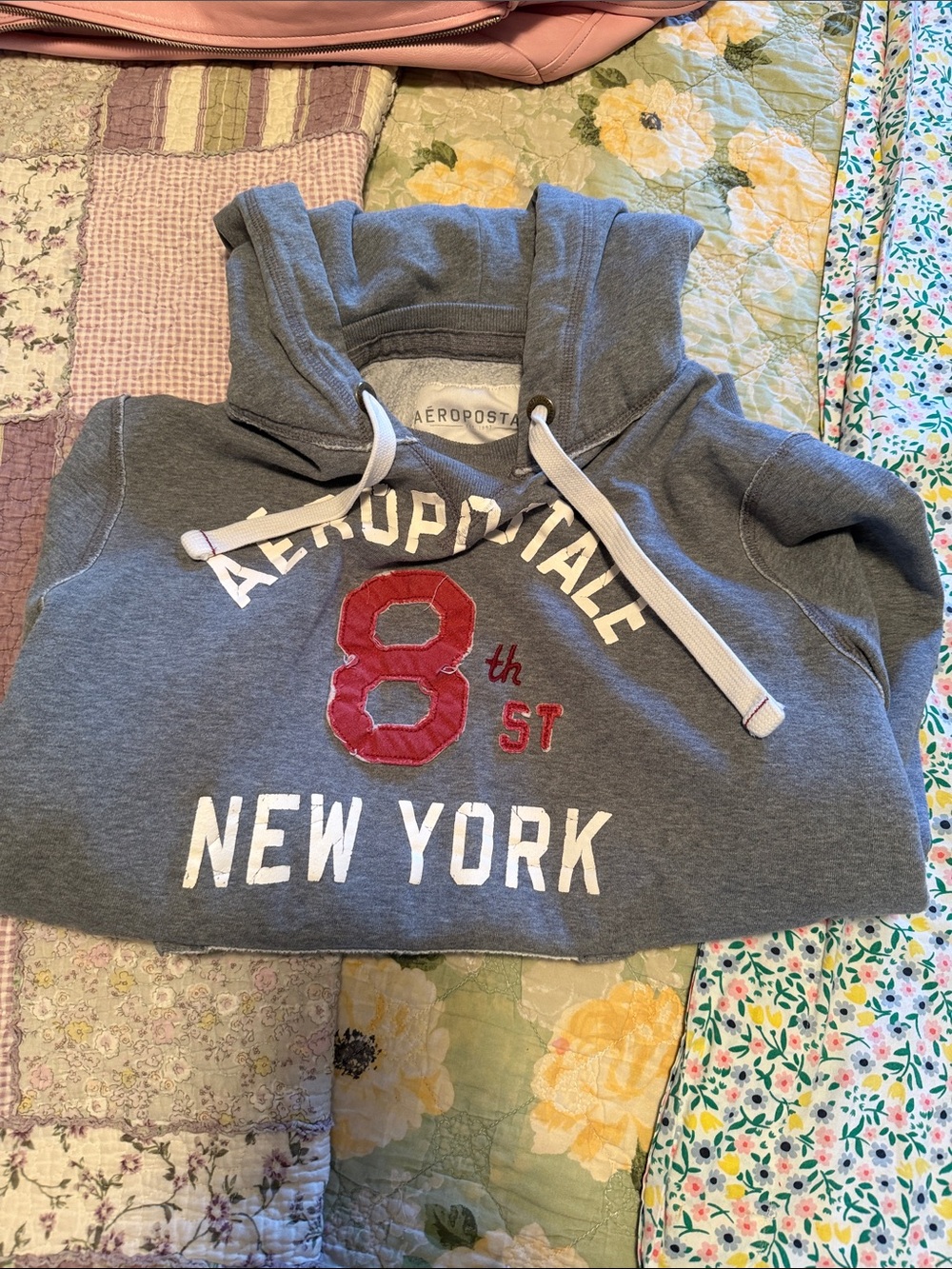 Aeropostale Kids Gray Hoodie with Red and White Graphics